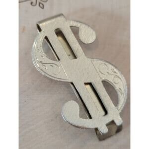 $ Dollar Sign Gold Tone Matte Finish Engraved Quality Vintage Money Clip